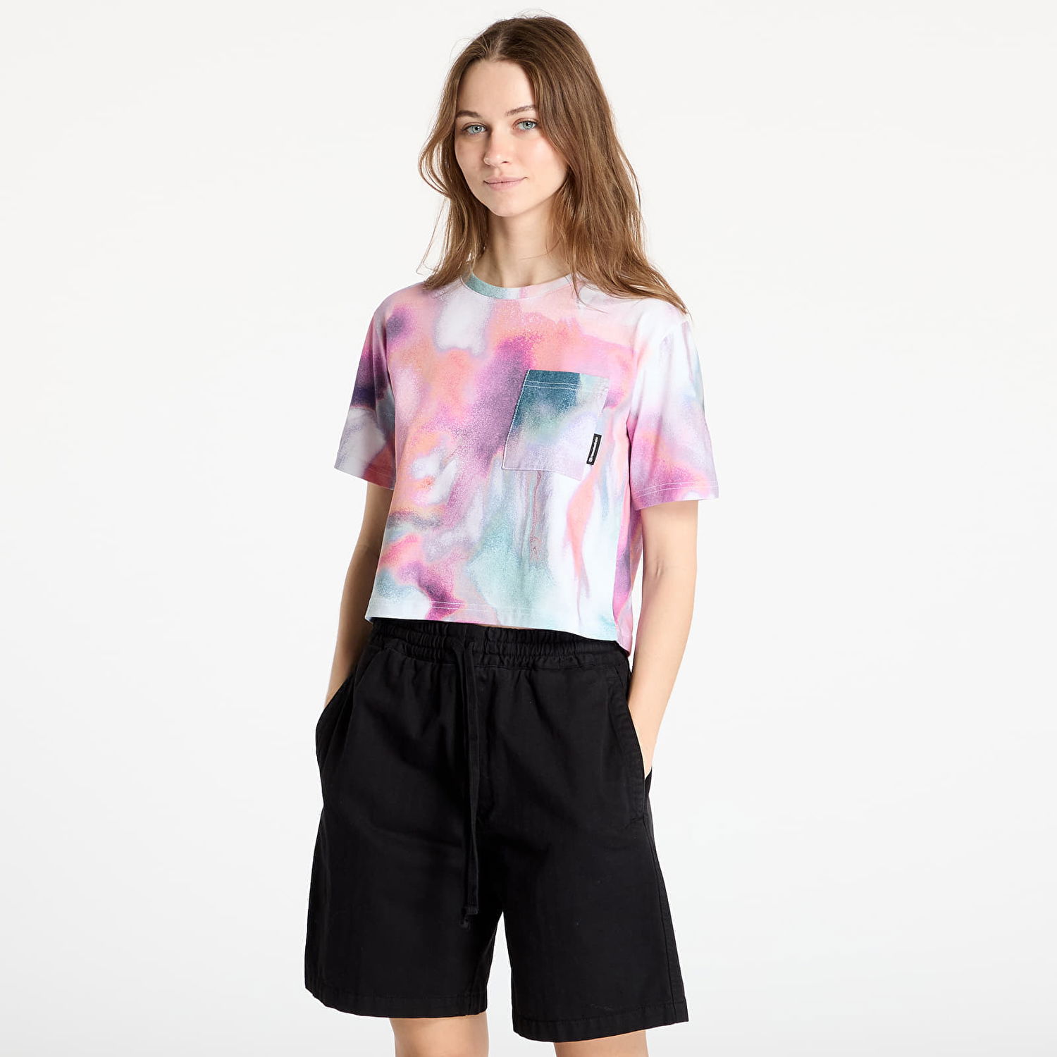 Crop Top Horsefeathers Horsefeathers Risa Cropped Tie-Dye T-Shirt Rôznofarebný | SW938A, 0