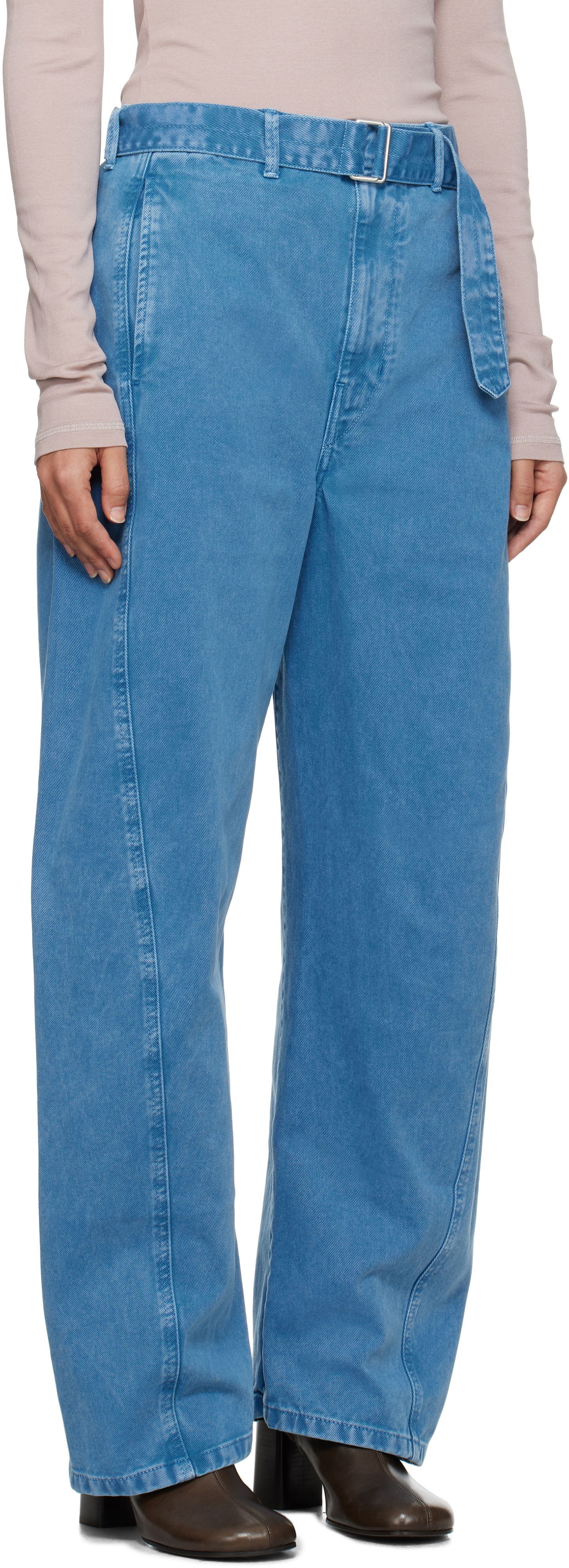Cargo nohavice LEMAIRE Lemaire Twisted Belted Jeans Modrá | PA326 LD1007, 1