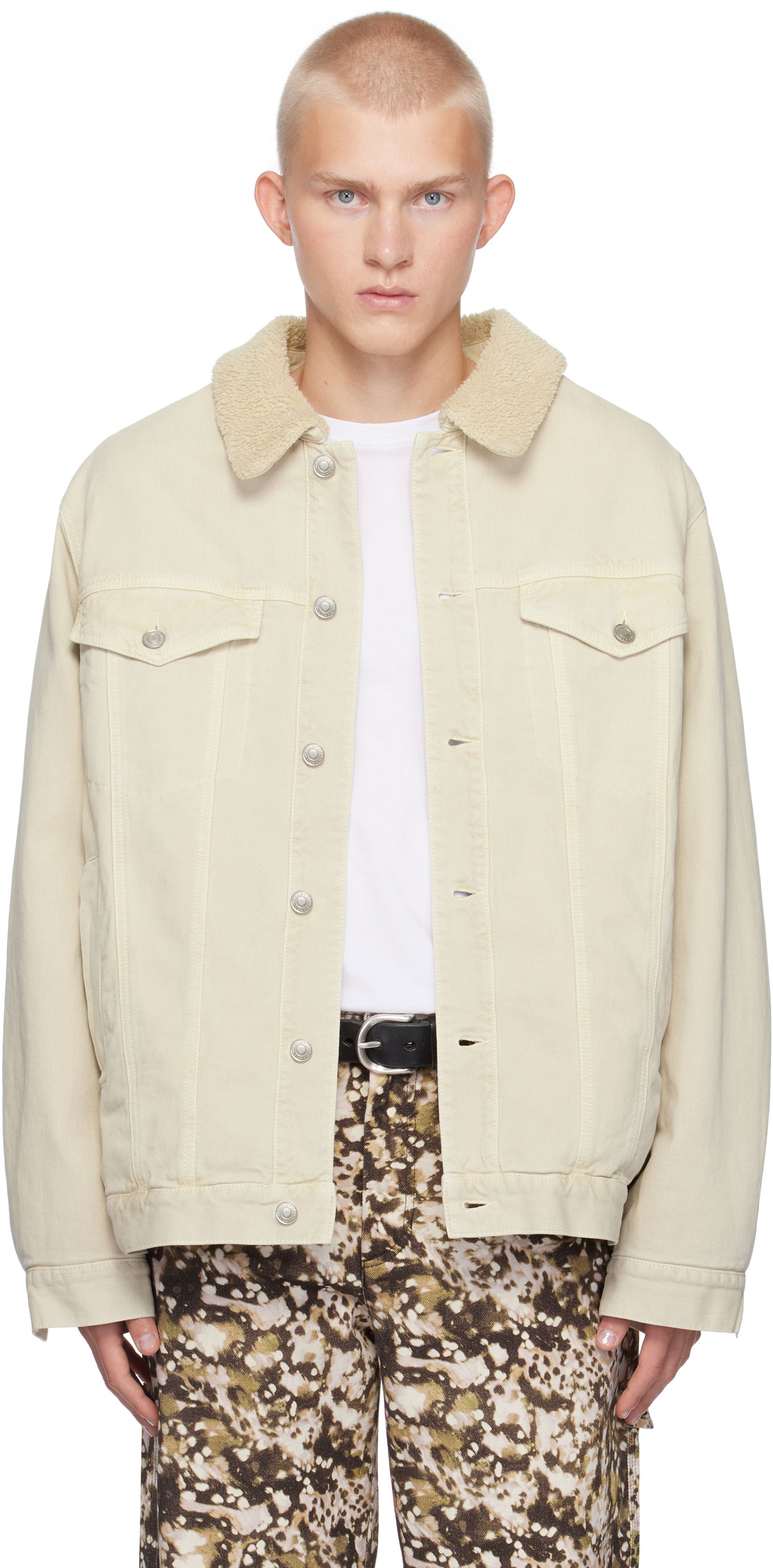 Bunda ISABEL MARANT Isabel Marant Japao Faux-Shearling Denim Jacket Béžová | VE0380HA-B3H05H, 0