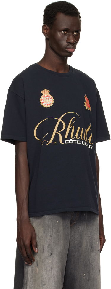 Tričko Rhude Rhude Script Crest T-Shirt Navy | RHPS25TT07012, 1