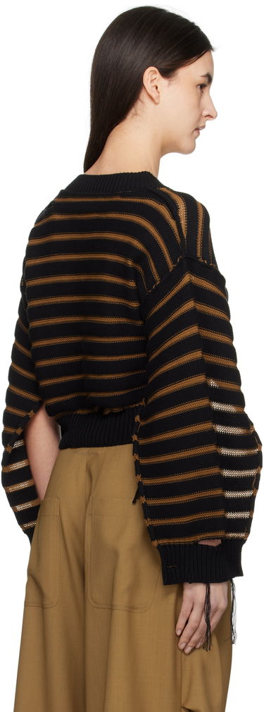 Sveter Maison Margiela MM6 Maison Margiela Striped Distressed V-Neck Cardigan Čierna | S52HP0025 M13080, 2