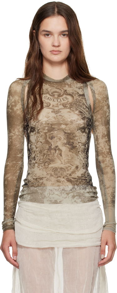 Tričko Jean Paul Gaultier Jean Paul Gaultier 'The Médaillon' Long Sleeve Top Hnedá | 25/03-W-TO303-M006P-6965, 0