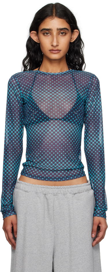 Tričko Miaou Miaou Long Sleeve Graphic T-Shirt Modrá | 7029PM2WRP, 0