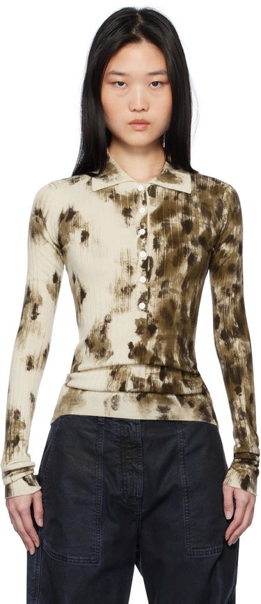 Polo tričko The Attico The Attico Animal Print Long Sleeve Polo Béžová | 250WCK00112 KWS006PR, 0