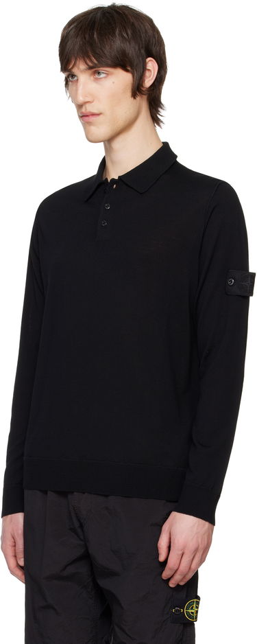 Sveter Stone Island Stone Island Pure Wool Long Sleeve Polo Čierna | K1S15 5100071 S00FC, 3