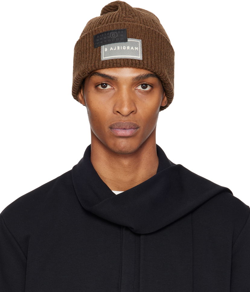 Kulicha Maison Margiela MM6 Maison Margiela Logo Patch Beanie Hnedá | SH0TB0001 M13138