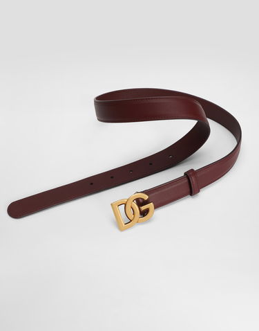 Opasok Dolce & Gabbana Calfskin Belt With Dg Logo Vínová | BE1447AK27480346, 2