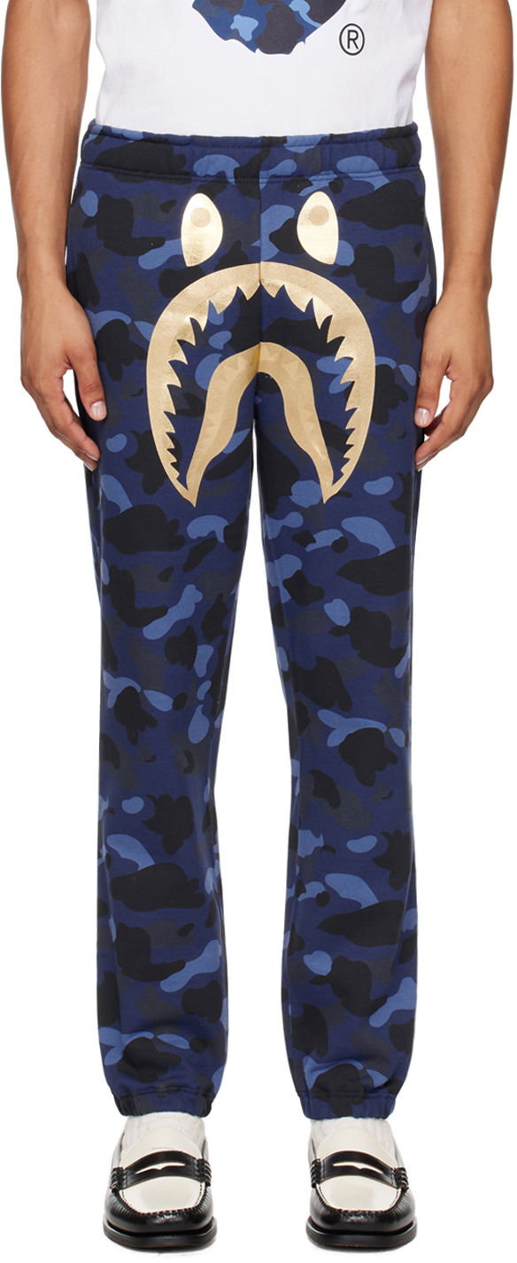 Tepláky BAPE BAPE Navy Color Camo Shark Sweatpants Navy | 001PTK301001M