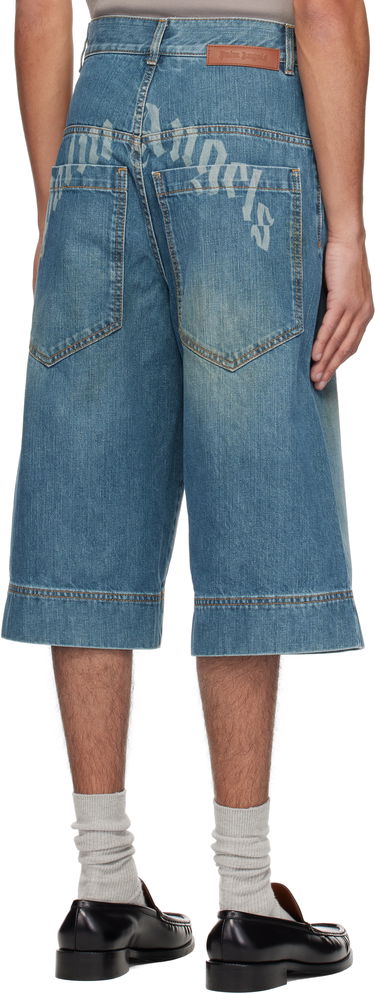 Šortky Palm Angels Palm Angels Curved Logo Denim Shorts Modrá | PMYC007S25DEN0014555, 2