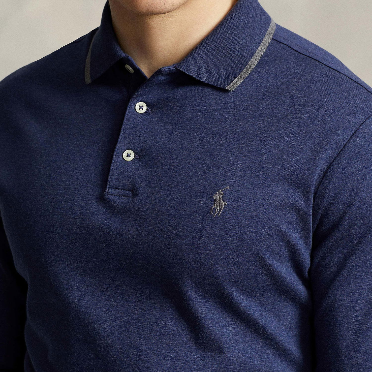 Polo tričko Polo by Ralph Lauren Polo Ralph Lauren Cotton-Jersey Long Sleeved Polo Shirt Navy | 710884588002, 0