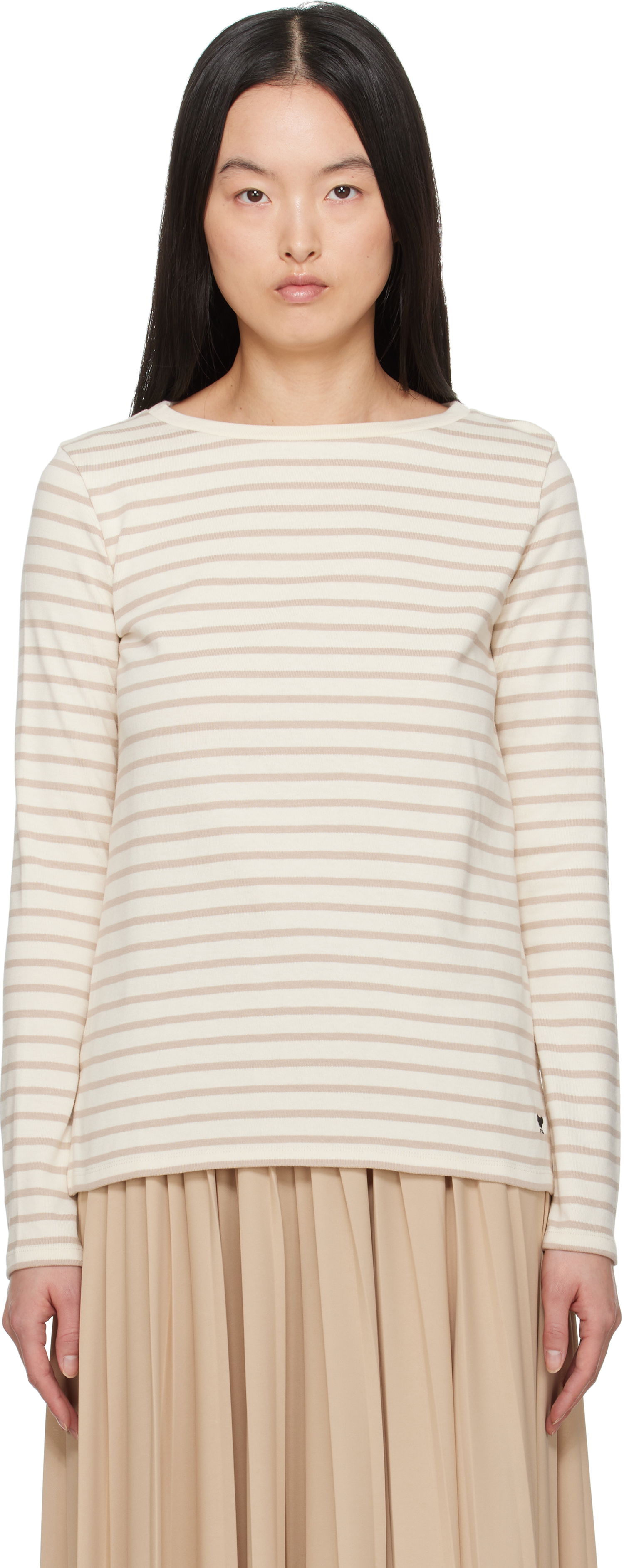Sveter Max Mara Weekend Max Mara Erasmo Striped Long Sleeve T-Shirt Béžová | 2515941061600, 0