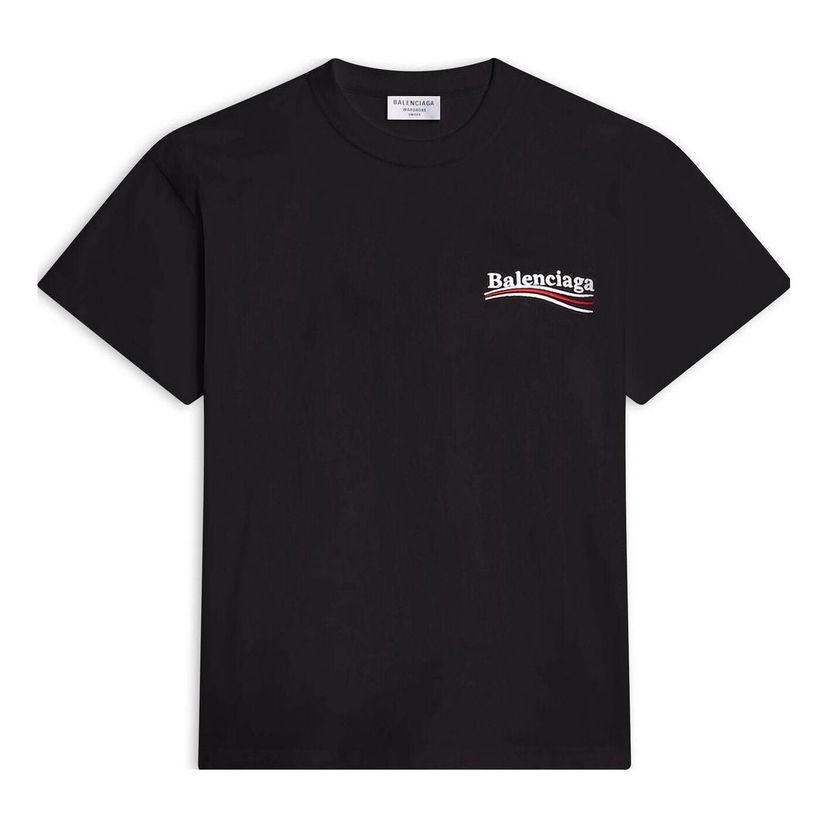 Tričko Balenciaga Political Campaign Logo Black Short Sleeve T-Shirt Čierna | 612964TKVJ11070