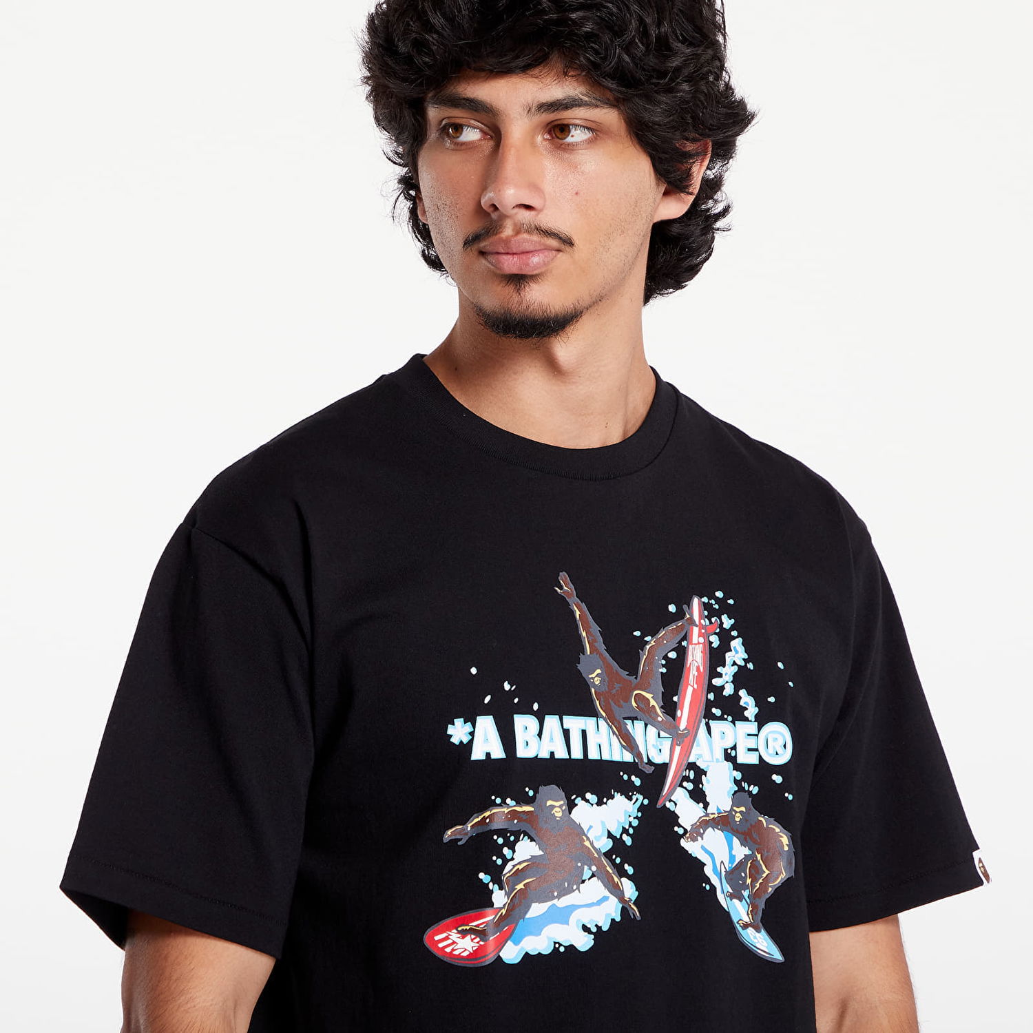 Tričko BAPE A BATHING APE Surfing Apes Tee Black Čierna | 001TEK701002F BLK, 1