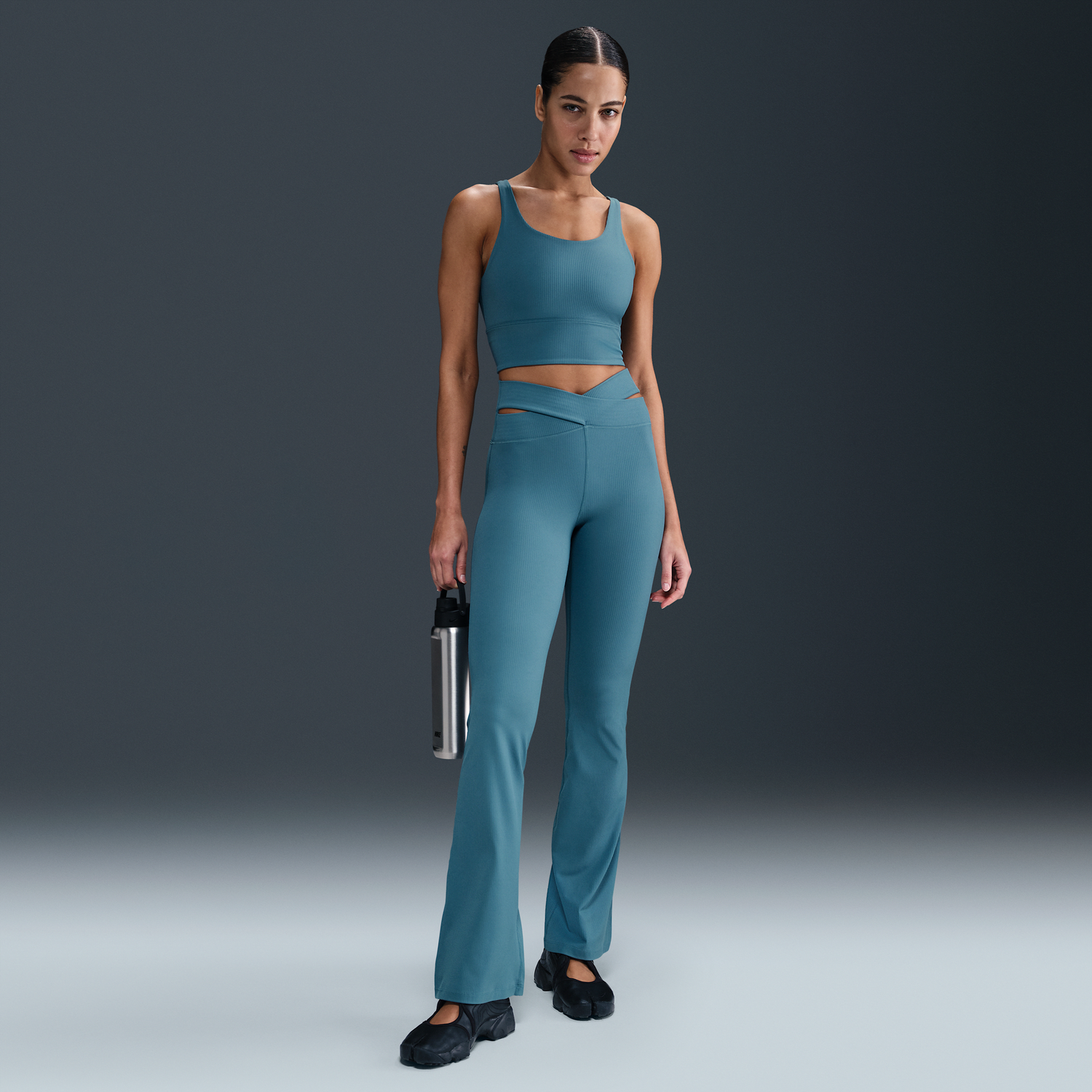 Fľaše Nike Nike Zenvy High-Waisted Ribbed Flare Leggings Modrá | HJ1846-006, 0