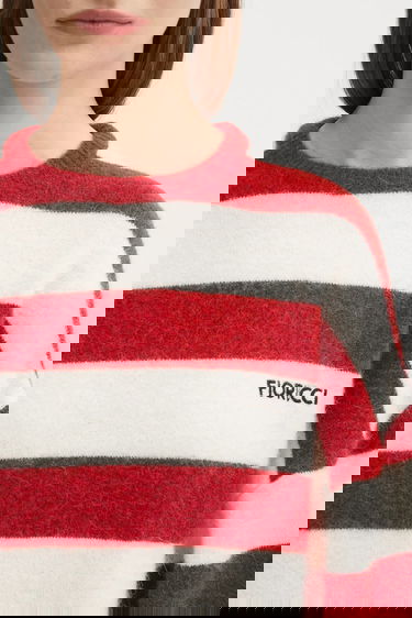 Sveter Fiorucci Fiorucci Cropped Alpaca Striped Sweater Červená | W02FPKSW448KN11RD02, 3