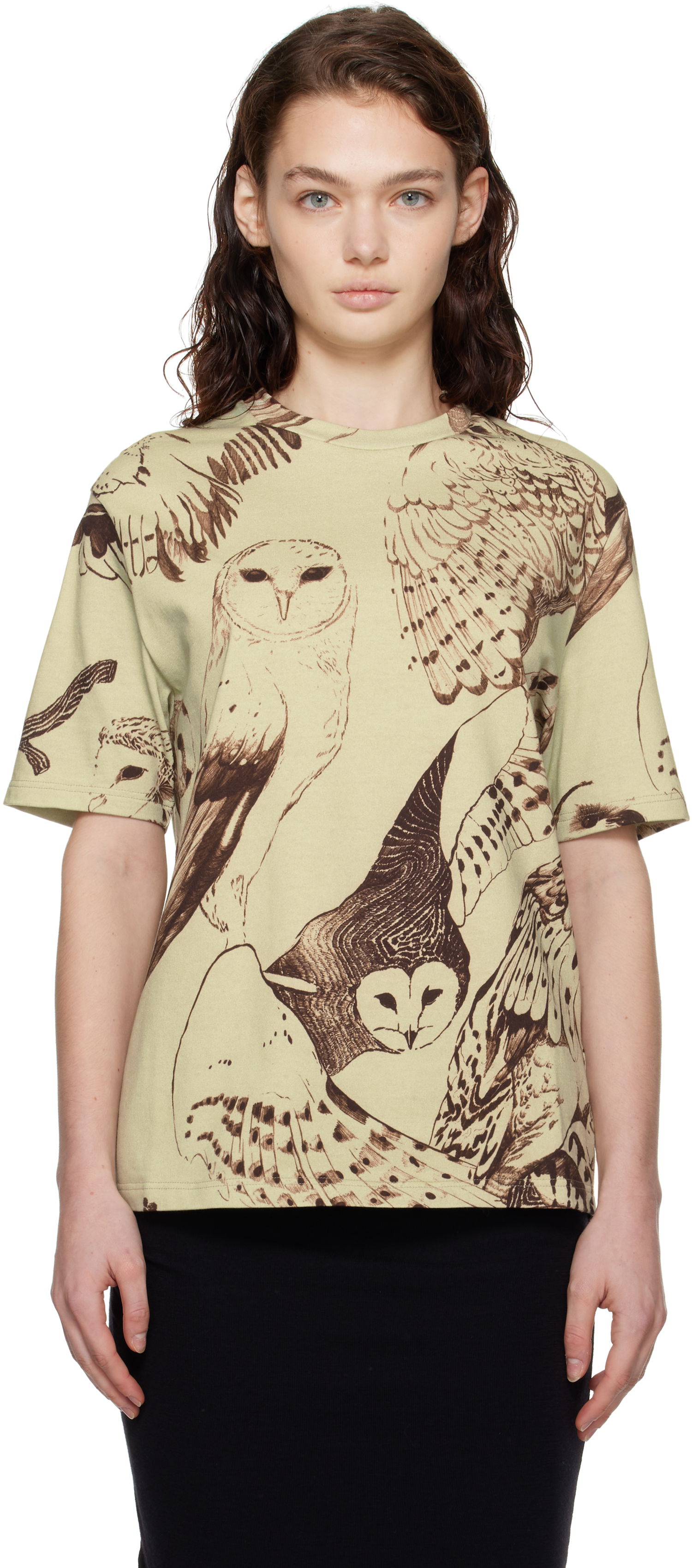 Tričko Jil Sander Owl Print T-Shirt Béžová | J40GC0114_J20229, 0
