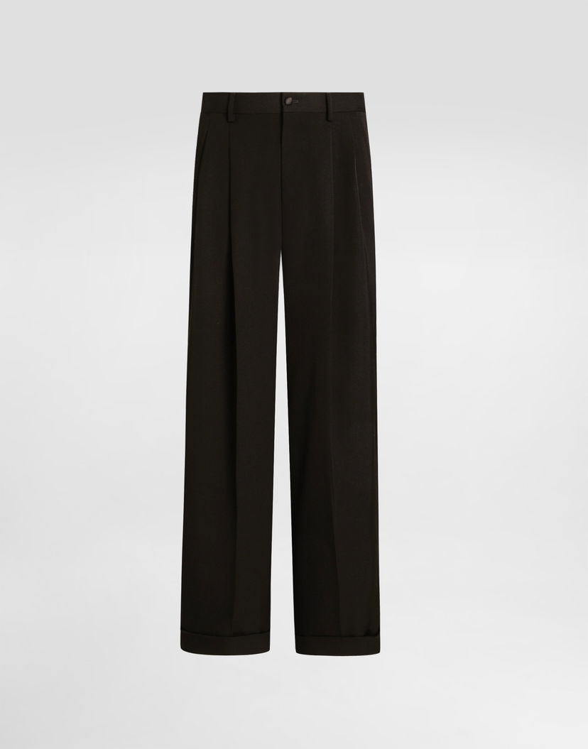 Nohavice Dolce & Gabbana Dolce & Gabbana Wool Gabardine Pleated Cropped Trousers Čierna | GP17DTFU21EN0000