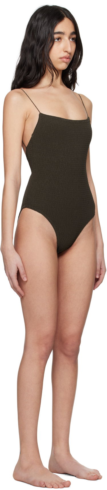 Plavky TOTEME TOTEME Smocked One-Piece Swimsuit Hnedá | 242-WSW1080-FB0130, 1