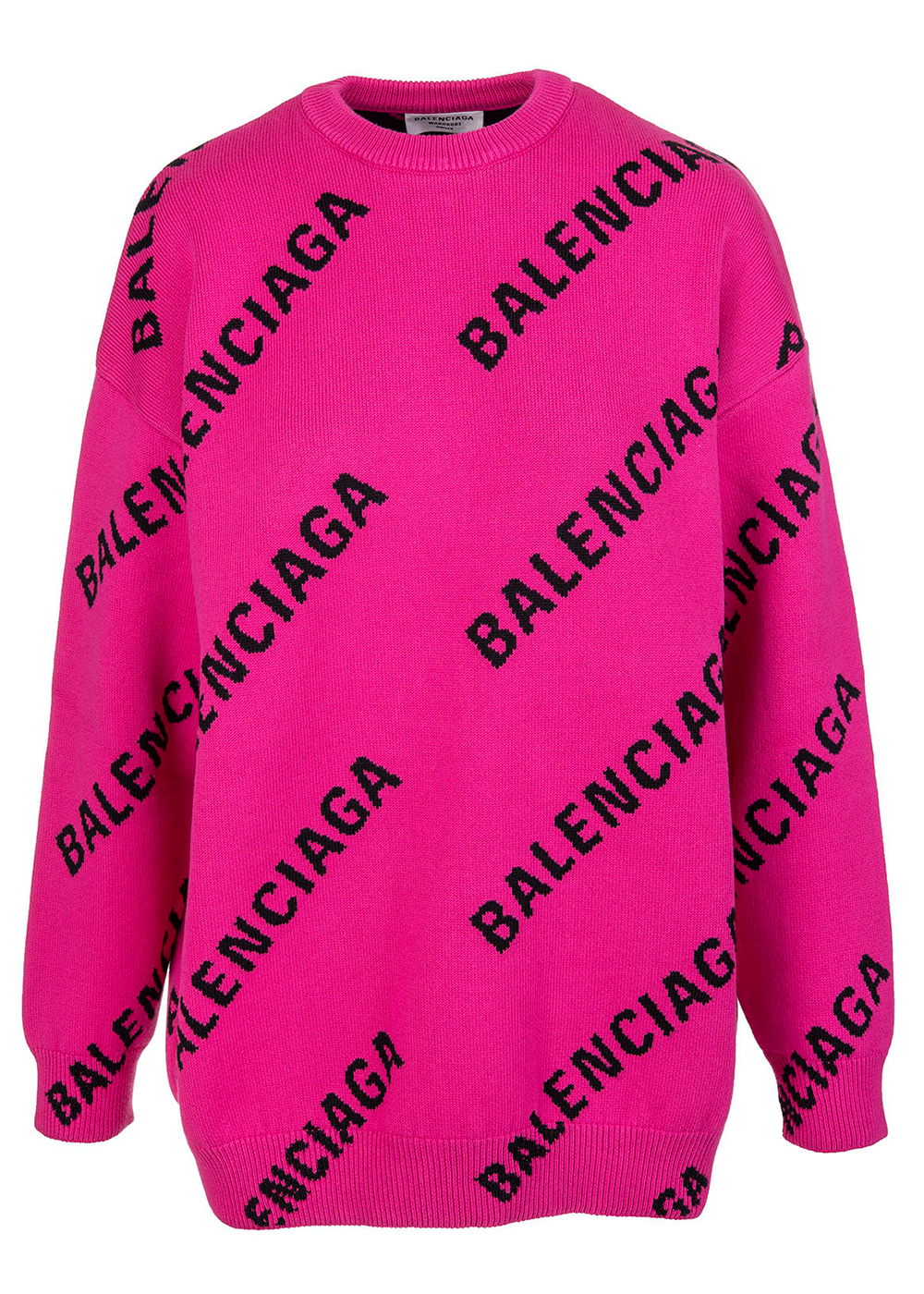 Sveter Balenciaga Oversized Intarsia All Over Logo Crewneck Ružová | 657528T32001401, 0