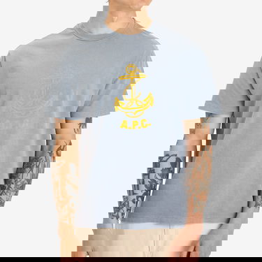 Tričko A.P.C. Men's Davy Anchor Print T-Shirt, Size Small Modrá | COHBS-H26518-IAC, 5