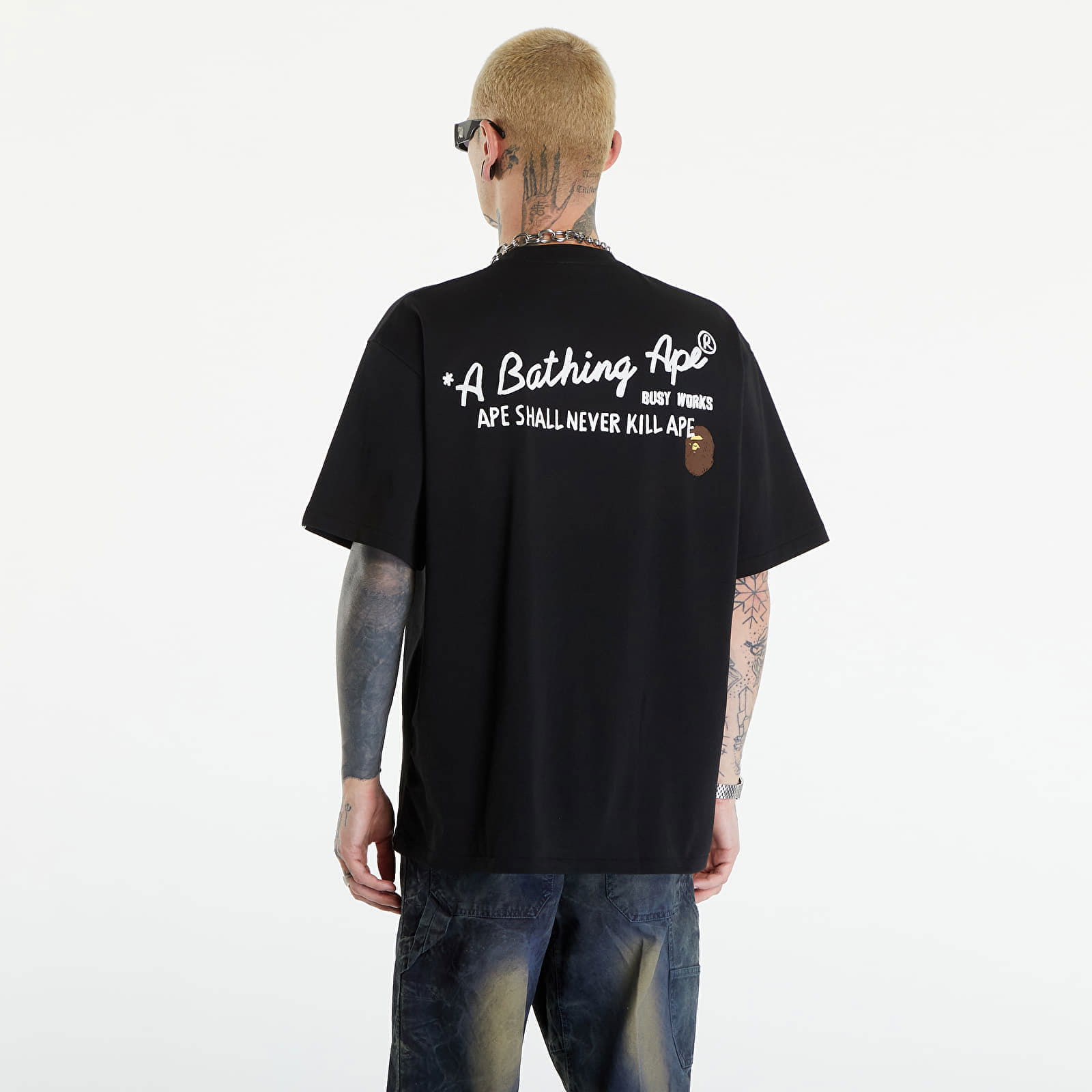 A BATHING APE Hand Draw Bape Relaxed Fit Tee Black