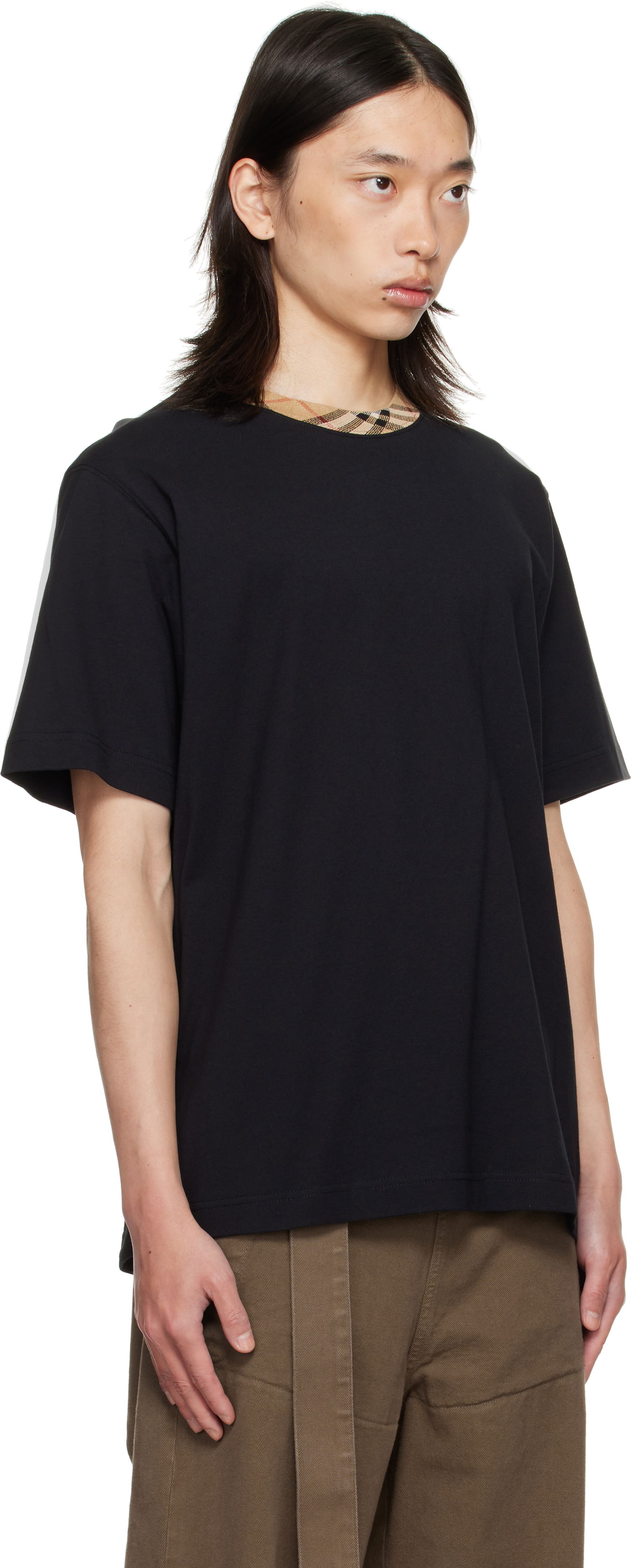 Tričko Burberry Burberry Check Trim Cotton T-Shirt Čierna | 8110101, 1