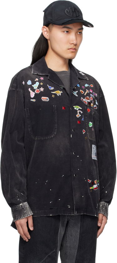 Košeľa Maison MIHARA YASUHIRO MMY Sticker Print Corduroy Shirt Čierna | J14SH182, 1