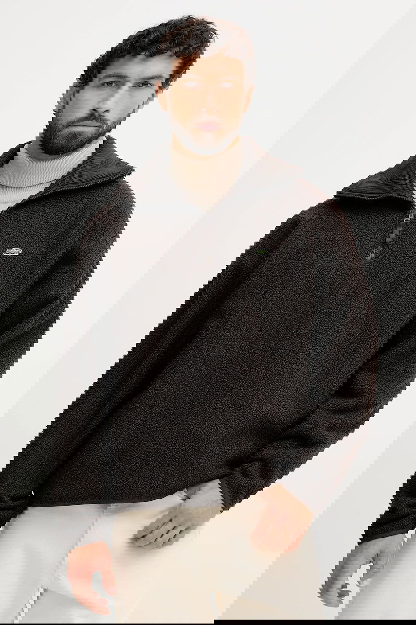 Mikina Lacoste Teddy Fleece Half-Zip Pullover with Stand-Up Collar Hnedá | SH5500, 0