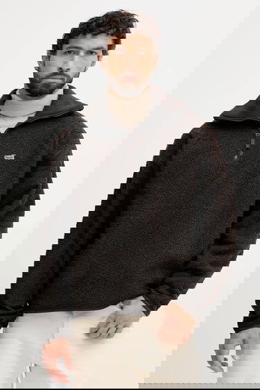 Mikina Lacoste Teddy Fleece Half-Zip Pullover with Stand-Up Collar Hnedá | SH5500, 0