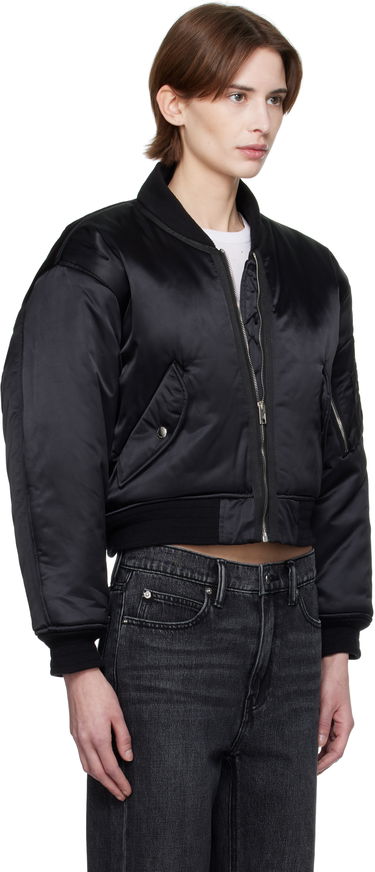 Bomber bunda Alexander Wang Alexander Wang Logo-Embroidered Cropped Bomber Jacket Čierna | 1WC1253278, 1