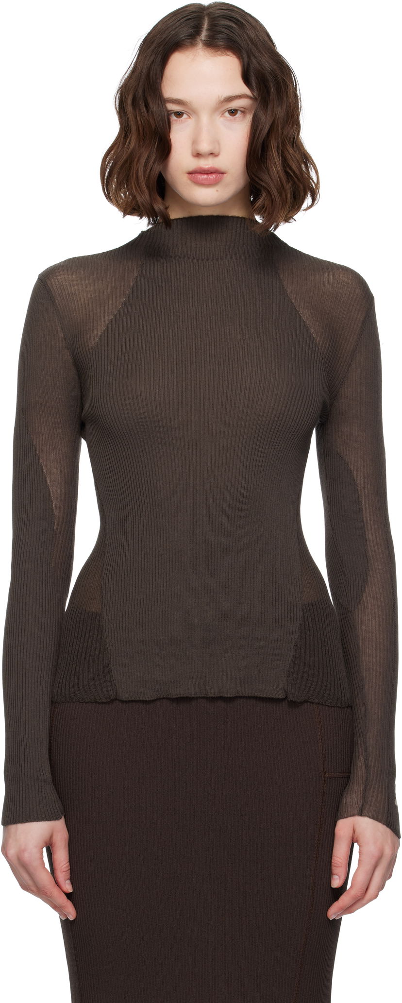 Sveter ROA Sheer Knit Sport Top Hnedá | RBWW042YA18