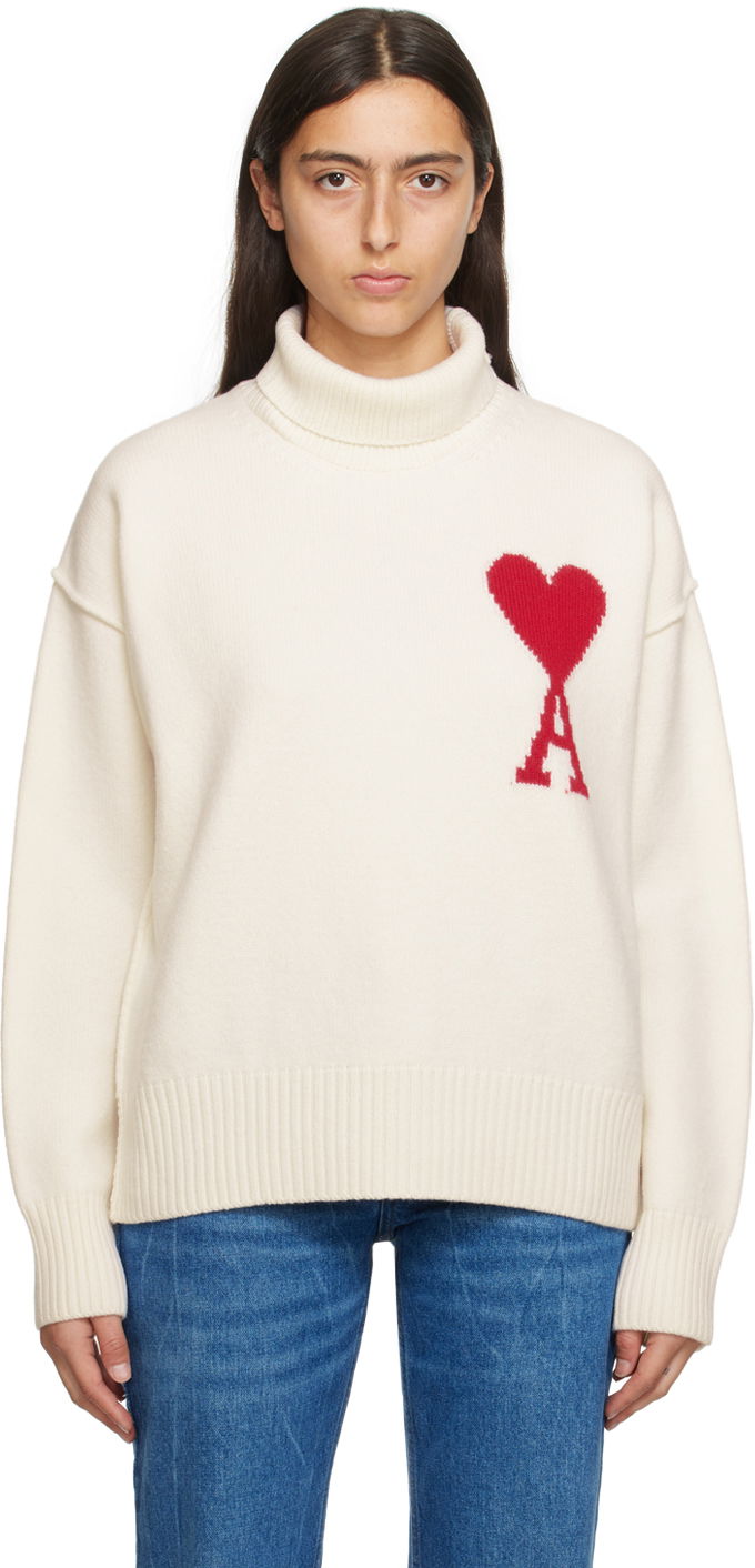 Sveter AMI Sweater Biela | BFUKS406.018, 0