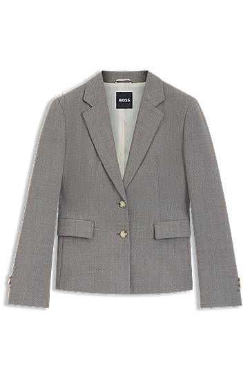 Bunda BOSS BOSS Slim-Fit Patterned Wool-Blend Blazer Šedá | 50544333, 0