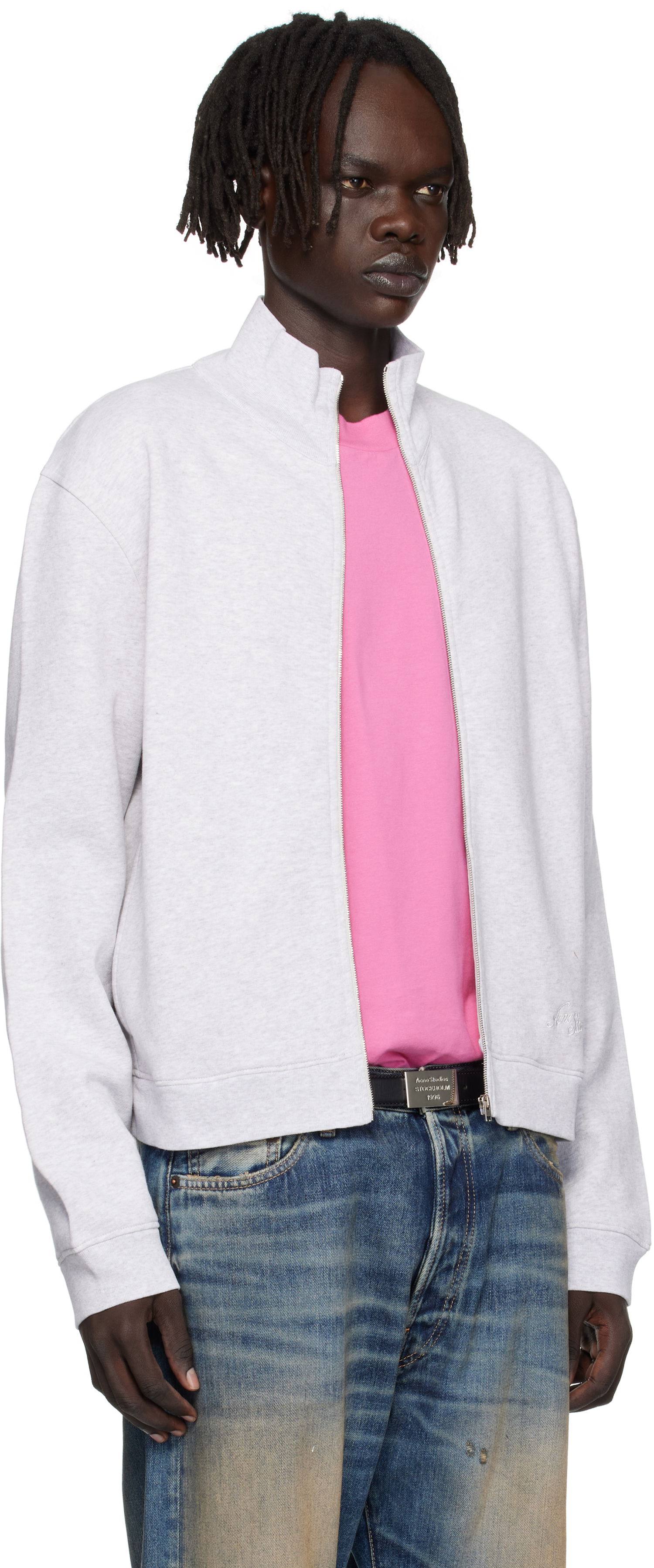 Mikina Acne Studios Acne Studios Zip-Up Sweatshirt Šedá | CI0207-, 1