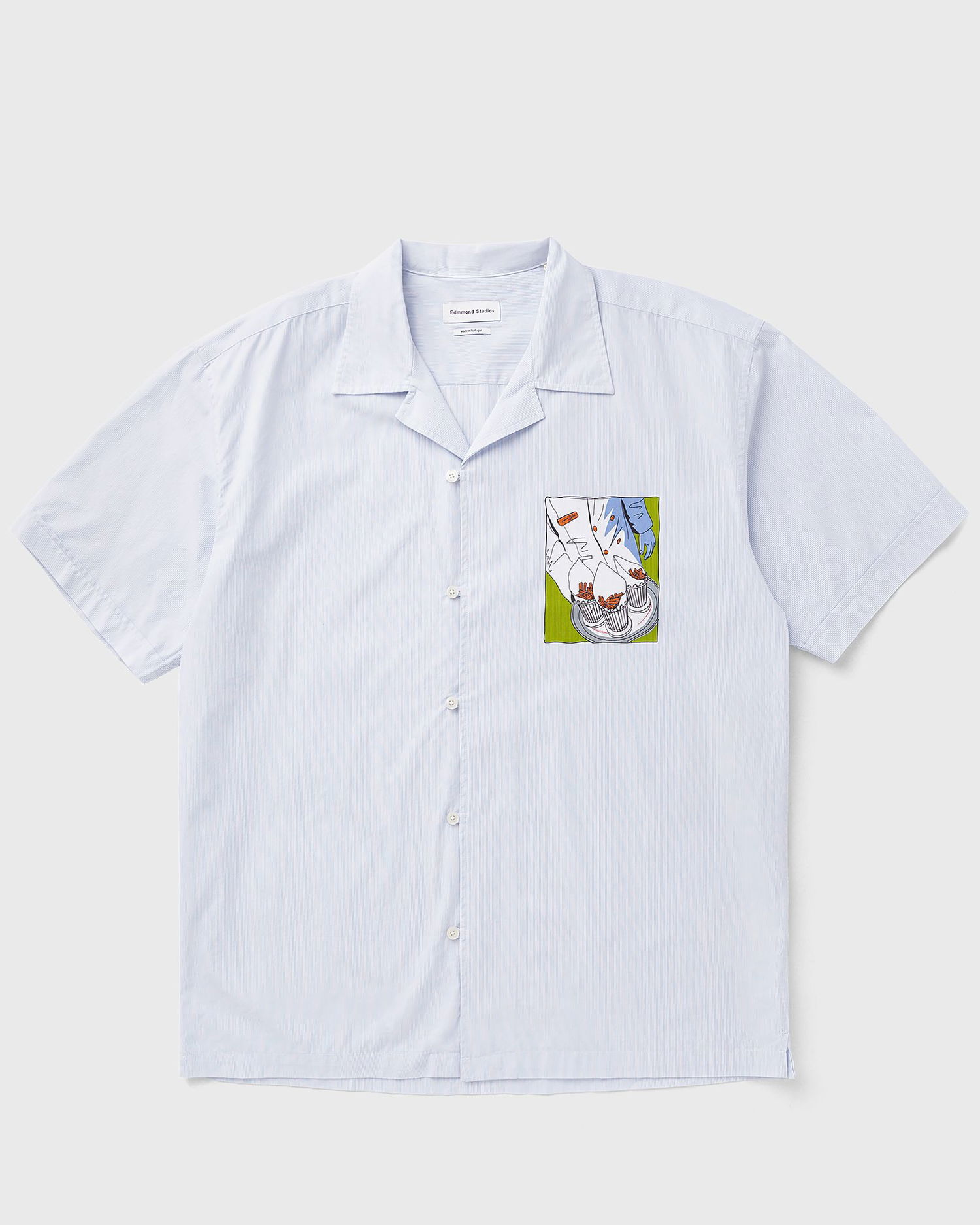 Košeľa Edmmond Studios Drinks and Fries Print Shirt Modrá | 125-10-30500, 0