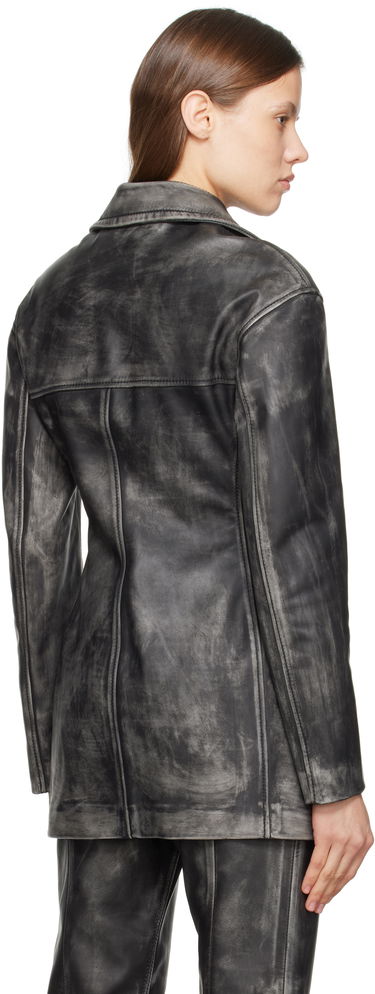 Bunda Marni Marni Leather Jacket with Logo Embroidery Šedá | GIMX0277SU ULV880, 2