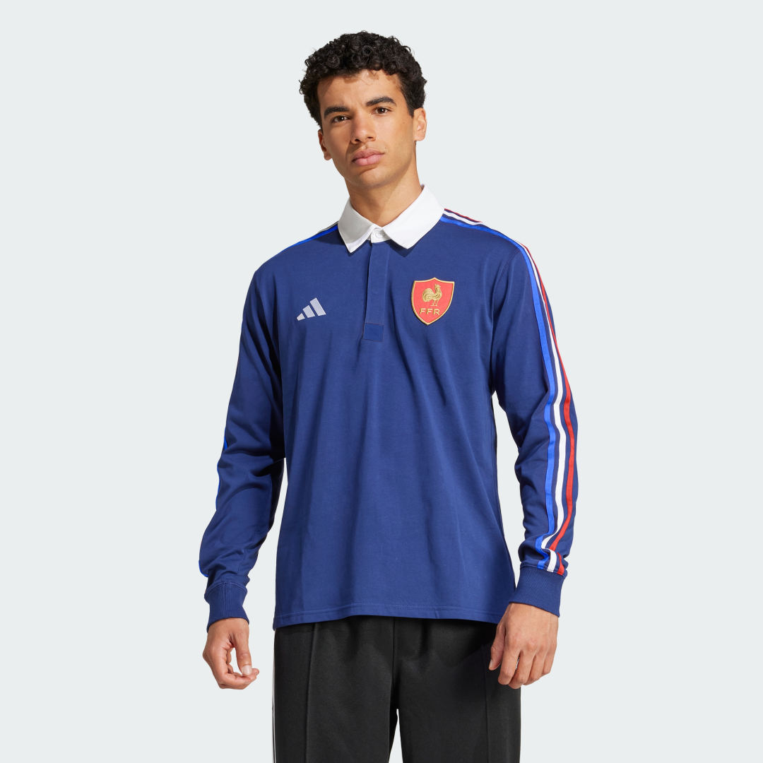 Polo tričko adidas Performance France Rugby Long Sleeve Polo Shirt Modrá | JP0364, 0