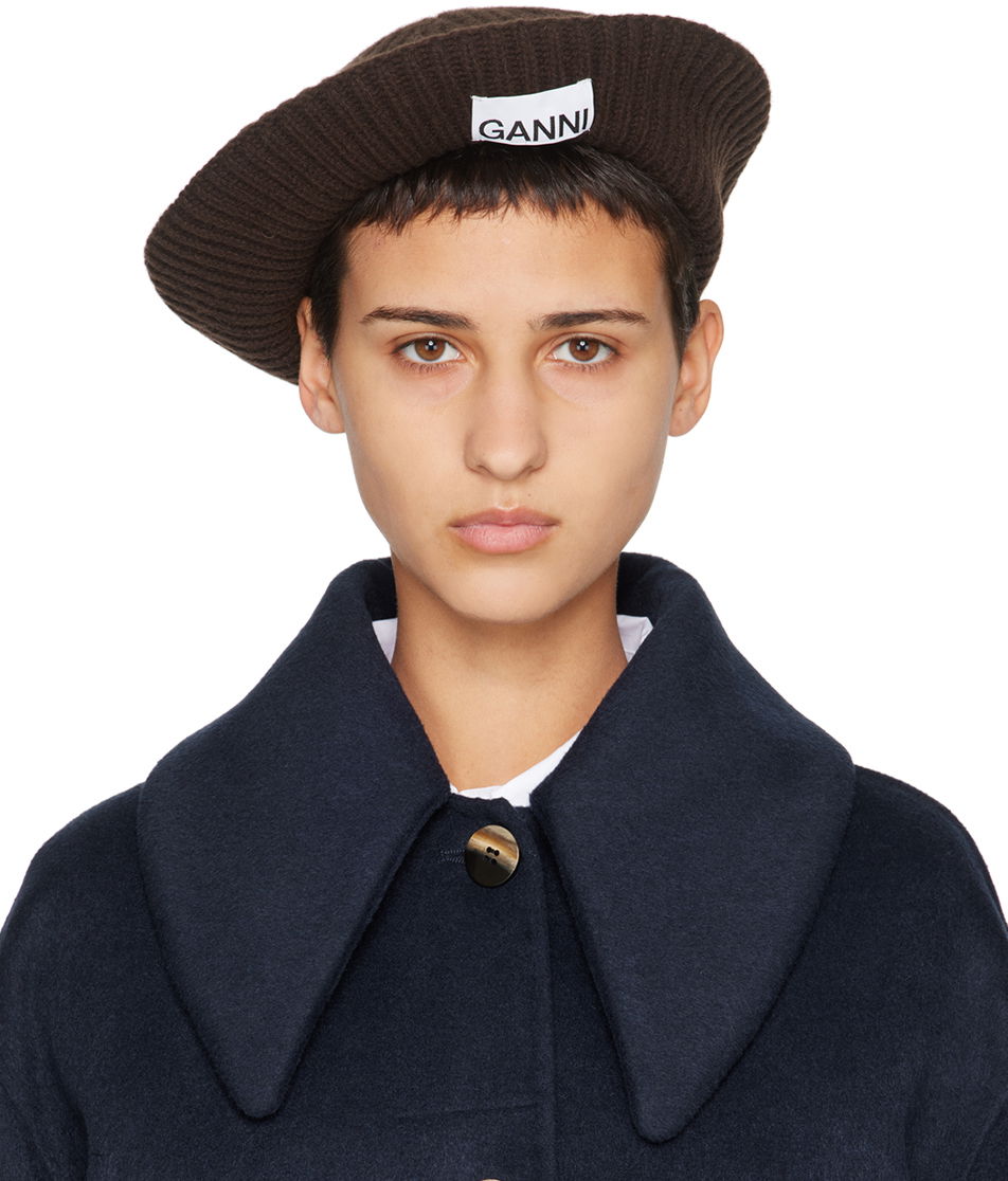 Baretka GANNI Structured Rib Beret Navy | A5558, 0