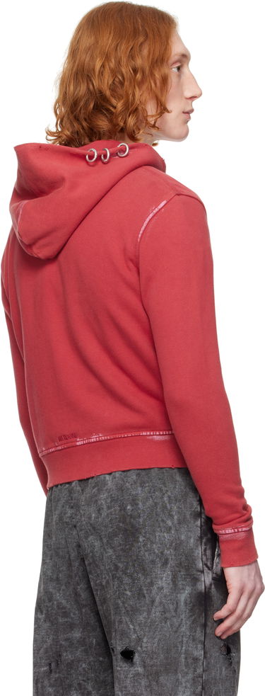 Mikina We11done We11done Pierced Zip-Up Hoodie Červená | WD-TJ0-25-821-U-RD, 2