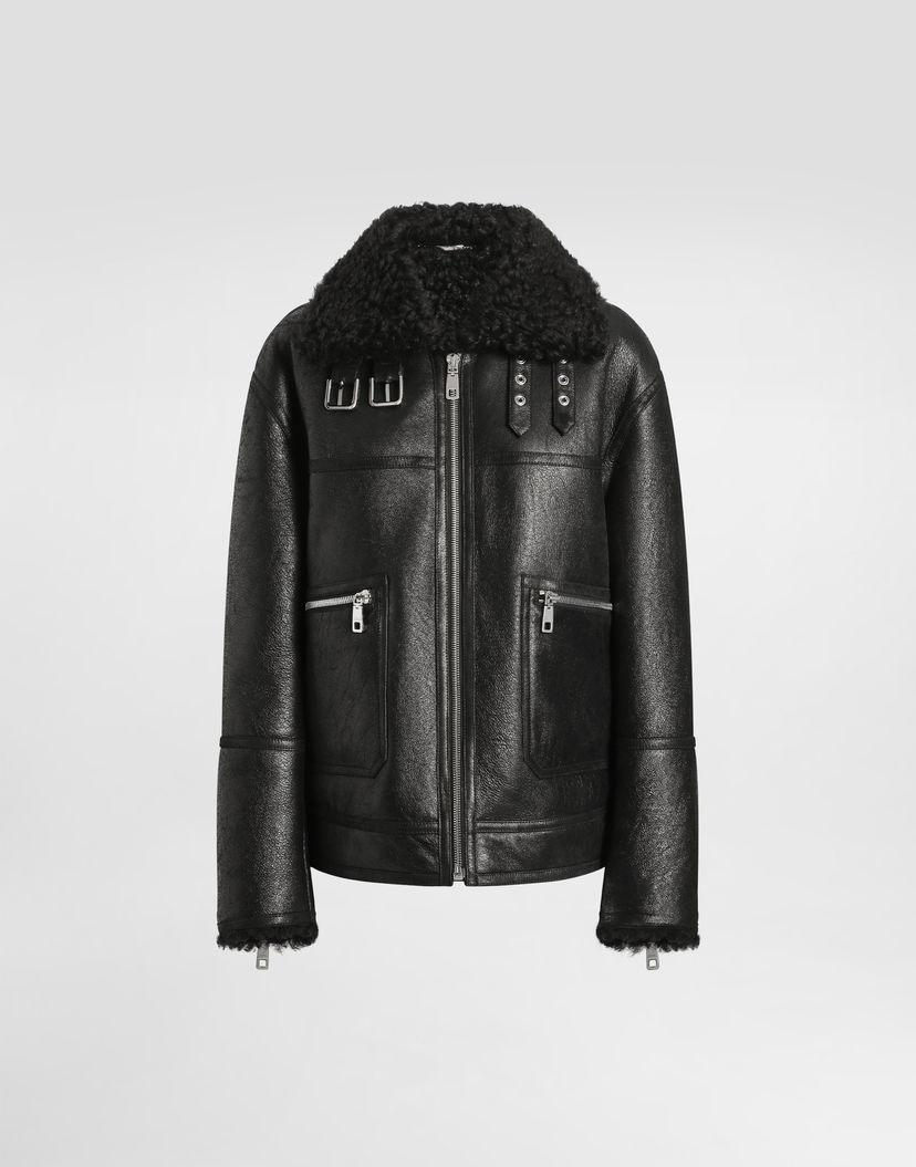 Bunda Dolce & Gabbana Dolce & Gabbana Shearling Biker Jacket Čierna | F9S79LFUP94N0000
