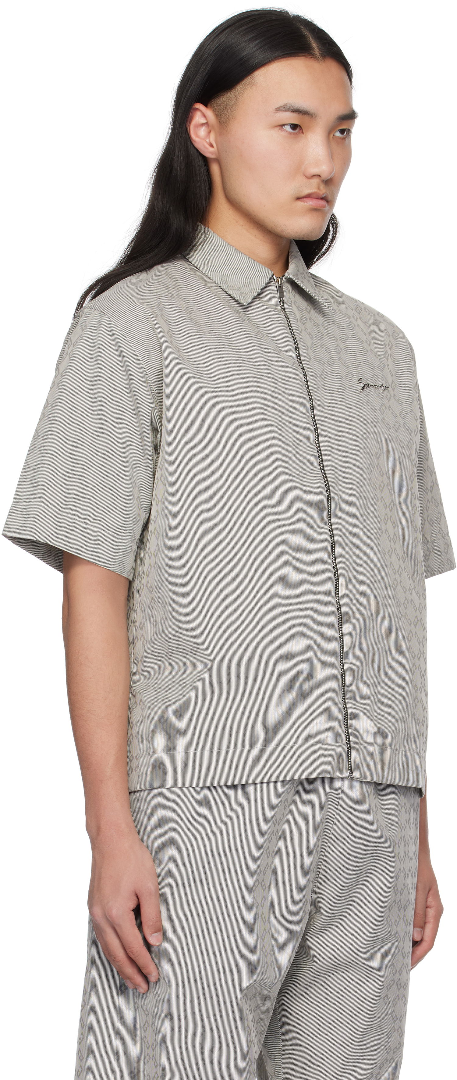 Košeľa Givenchy Givenchy Monogram 72 Jacquard Zip-Up Shirt Šedá | BM612T15U8004, 1