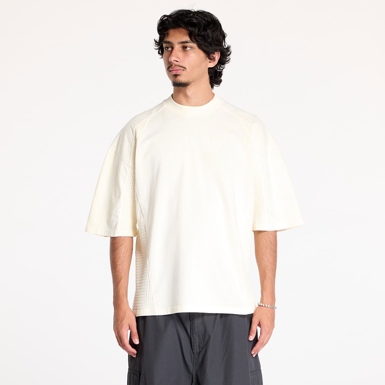 Short Sleeve Uniform Bi-Material Tee Coconut White