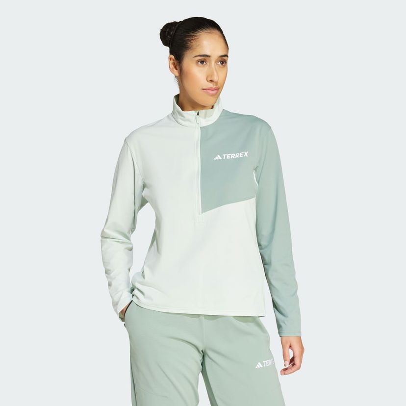 Tričko adidas Performance Terrex Multi Climacool 1/2 Zip Long Sleeve Top Zelené | JE0362