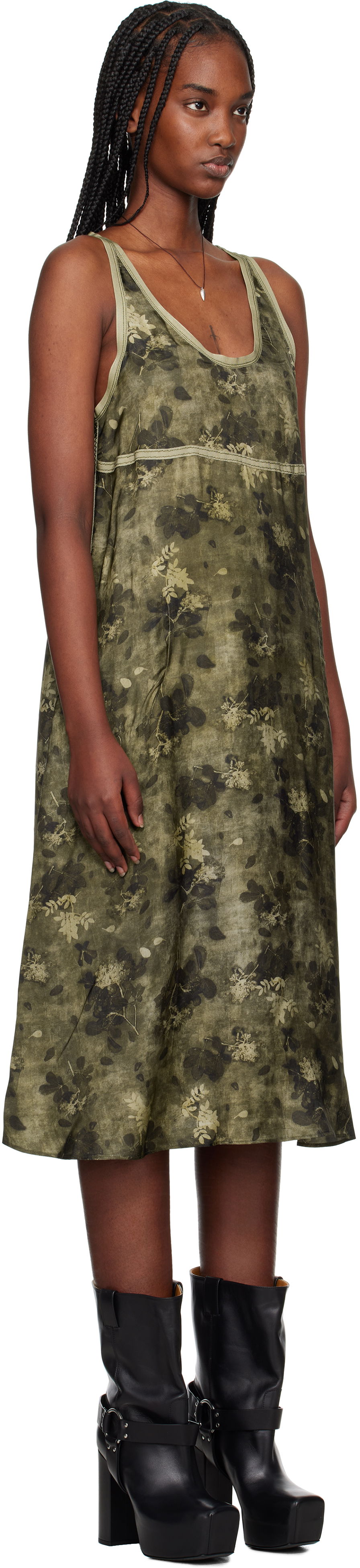 Šaty R13 R13 Taped Tank Midi Dress Zelené | R13WR379-R463B, 1