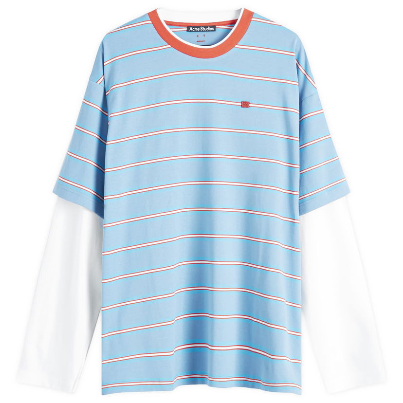 Tričko Acne Studios Eeve Stripe Double Sleeve T-Shirt Modrá | CL0282-BCE