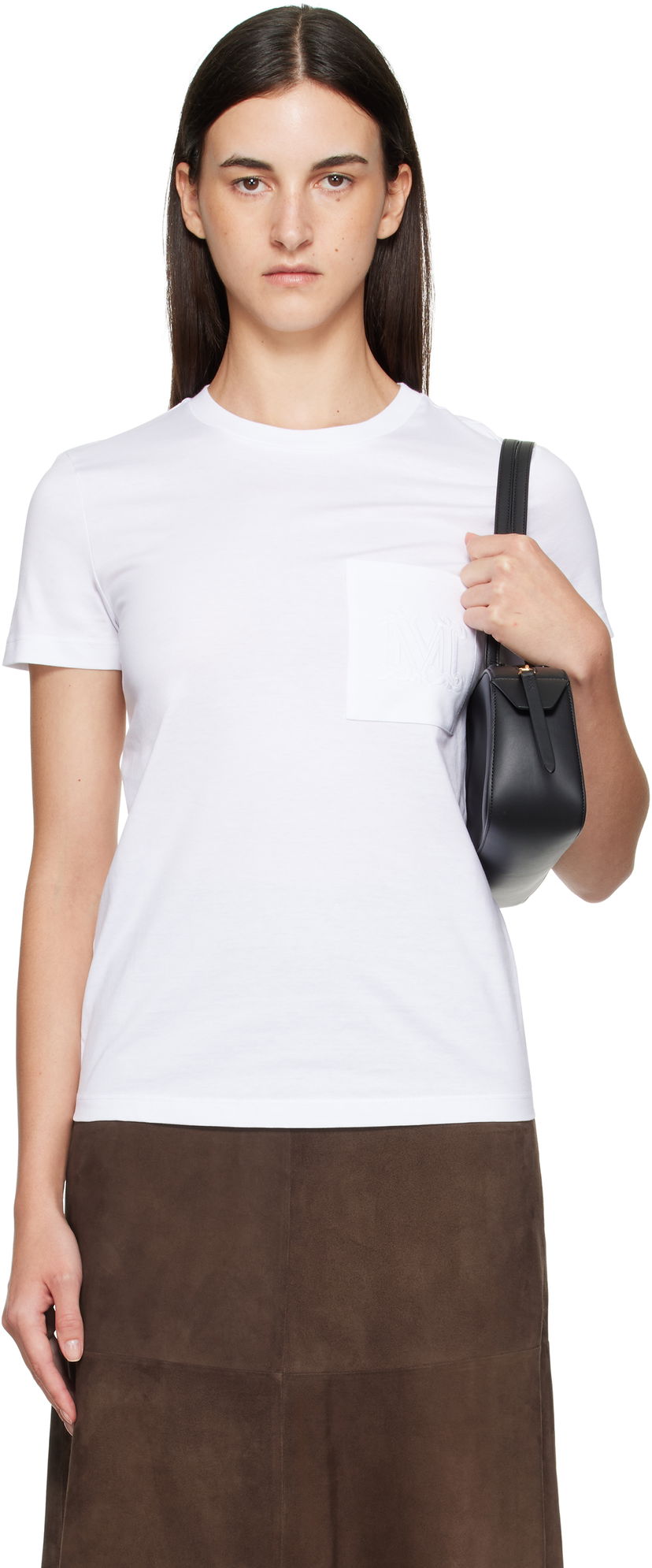 Tričko Max Mara Max Mara Papaia Pocket T-Shirt Biela | 2511941032600