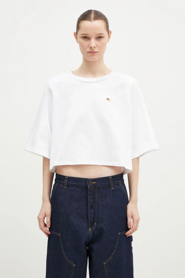 Crop Top Fiorucci Angel Cropped T-Shirt Biela | W01FPTSH106CJ01WH01, 0