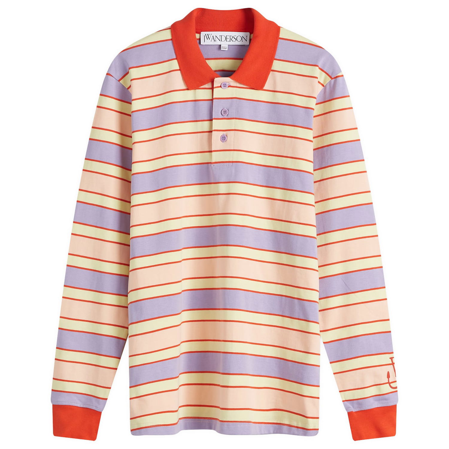 Polo tričko JW Anderson Striped Long Sleeve Polo Top Fialová | JO0262-PG1724-398, 1