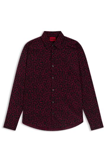 Košeľa BOSS Slim-fit Geometric Pattern Cotton Poplin Shirt Rôznofarebný | 50545349