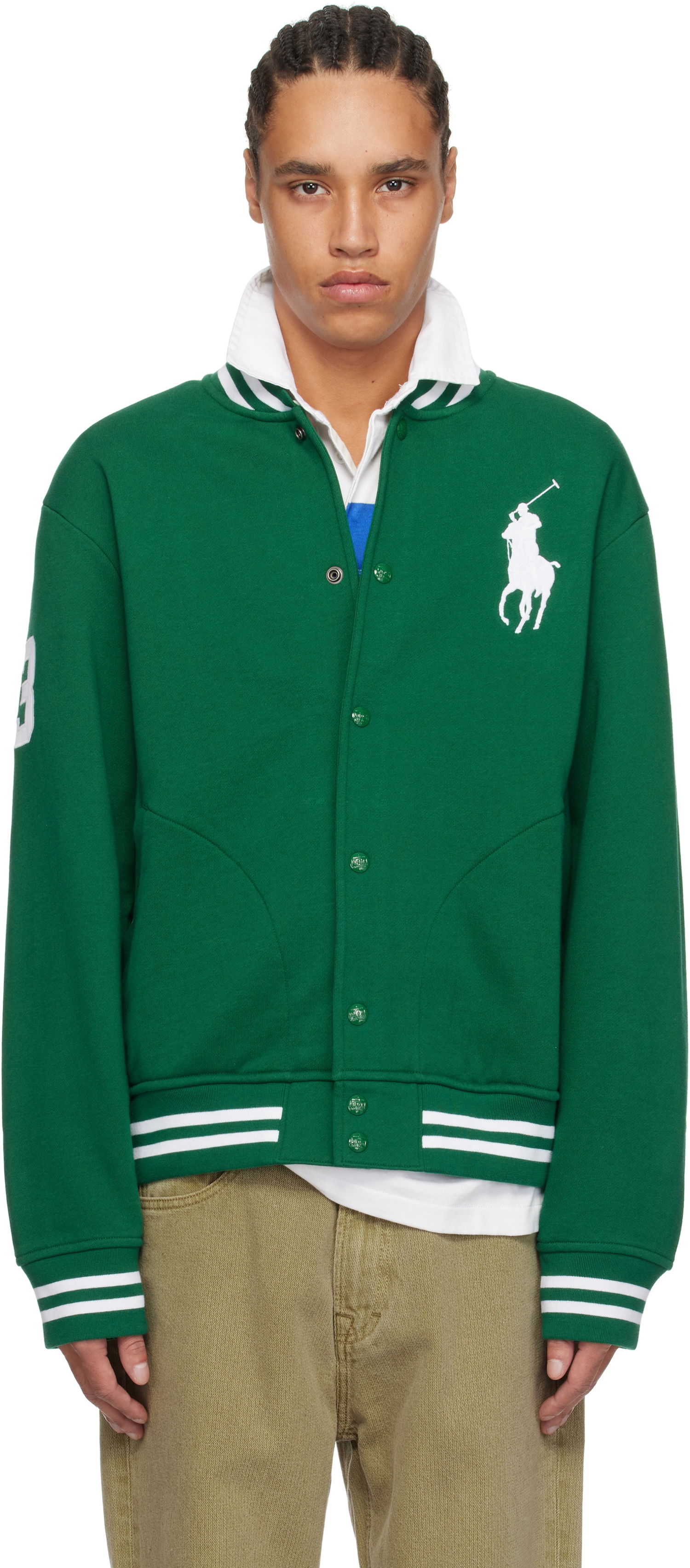 Bomber bunda Polo by Ralph Lauren Ralph Lauren Big Pony Fleece Baseball Bomber Jacket Zelené | 710964456003, 0